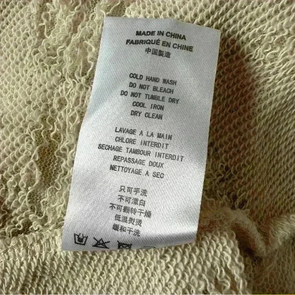 IRO Jeans Sudami Distressed Pullover Crew Neck Cropped Sweater Cream Beige Small - Picture 11 of 15